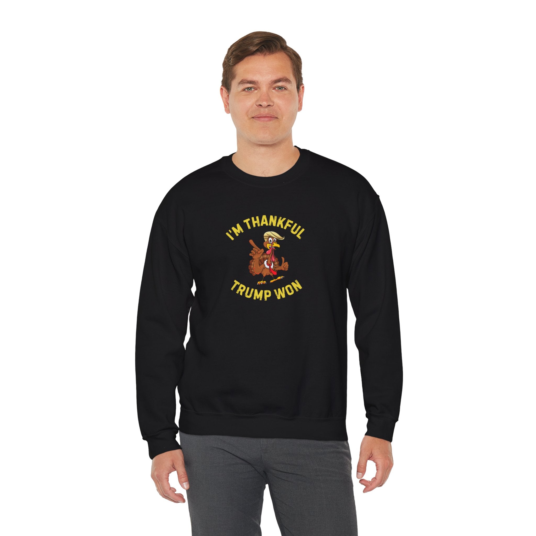 I'm Thankful Trump Won Unisex Heavy Blend™ Crewneck Sweatshirt, Trump Thanksgiving Sweatshirt