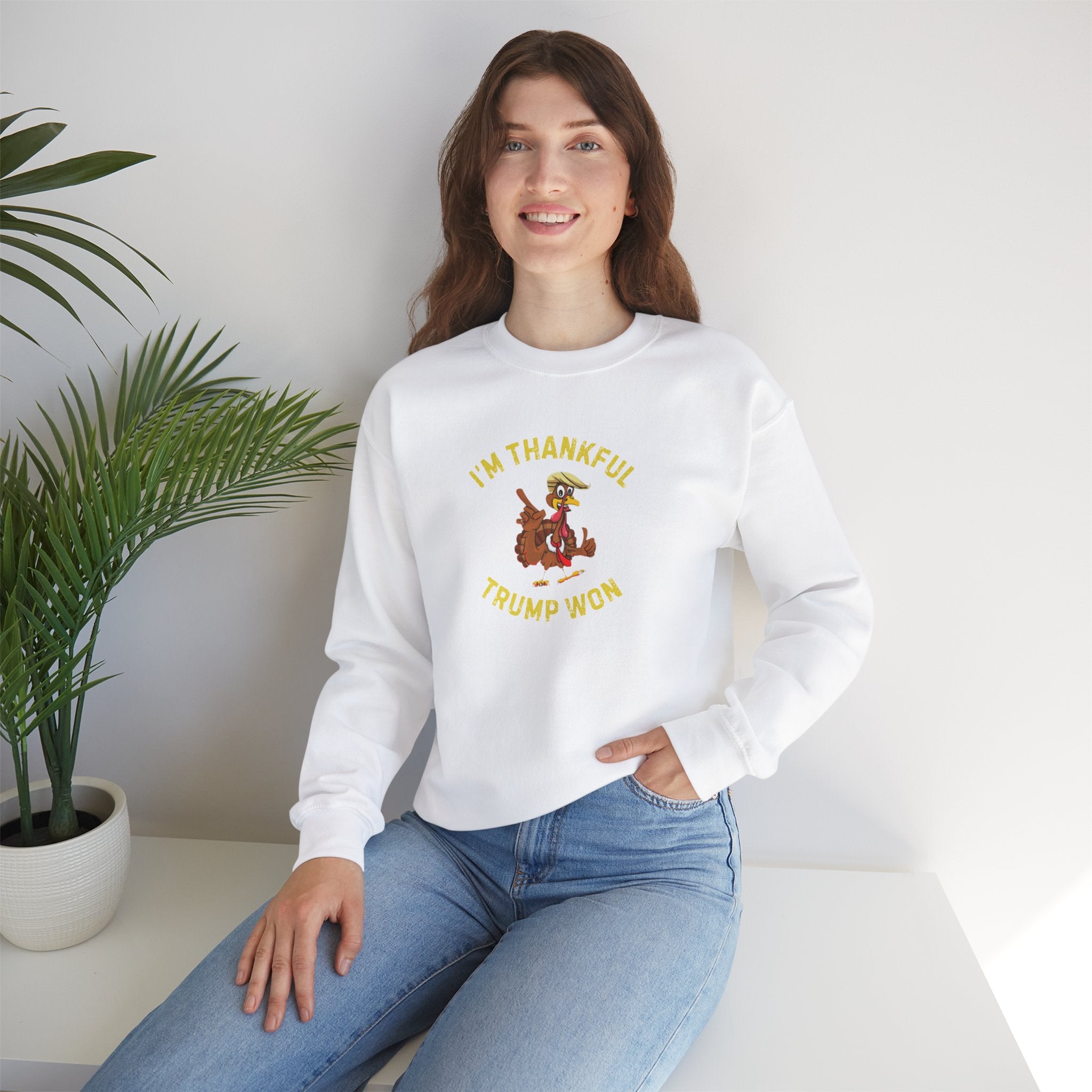 I'm Thankful Trump Won Unisex Heavy Blend™ Crewneck Sweatshirt, Trump Thanksgiving Sweatshirt