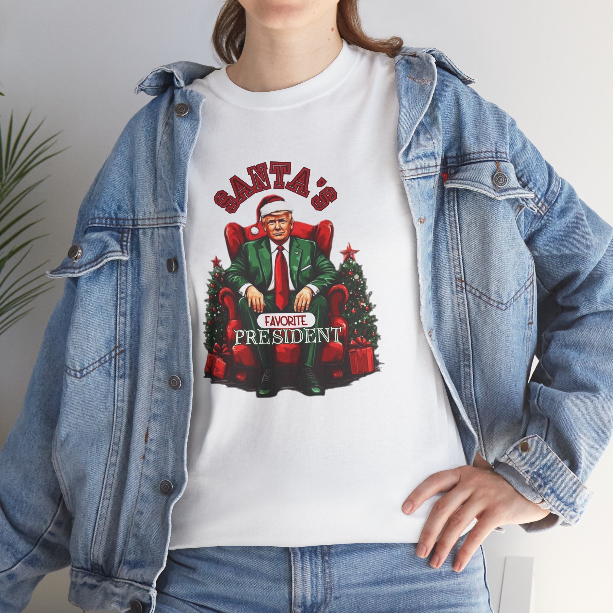 Trump Is Santas Favorite President Unisex Heavy Cotton T Shirt, Christmas Trump Shirt, Santas Favorite President Trump shirt